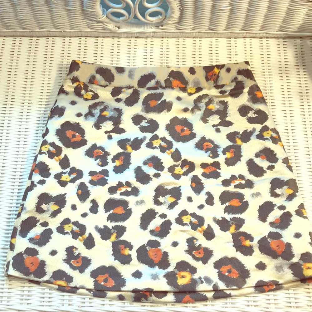 Cheetah print zip up skirt